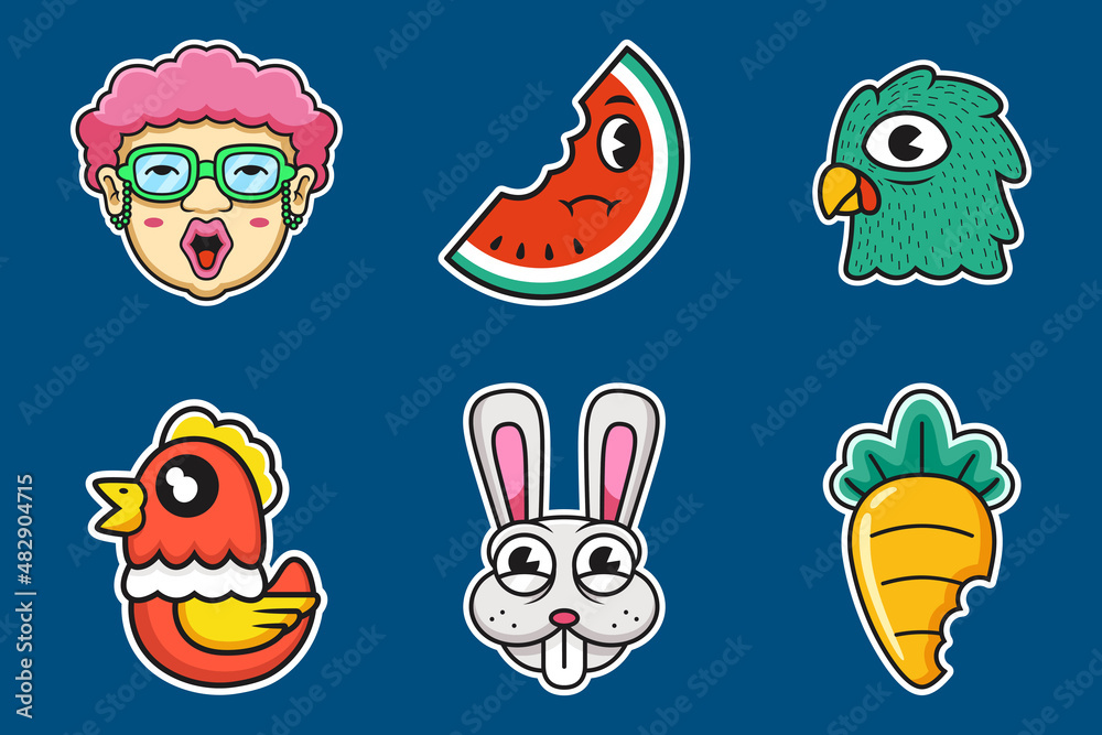 Fototapeta premium Funny doodle mascot character cartoon. Vector icon illustration isolated on premium vector