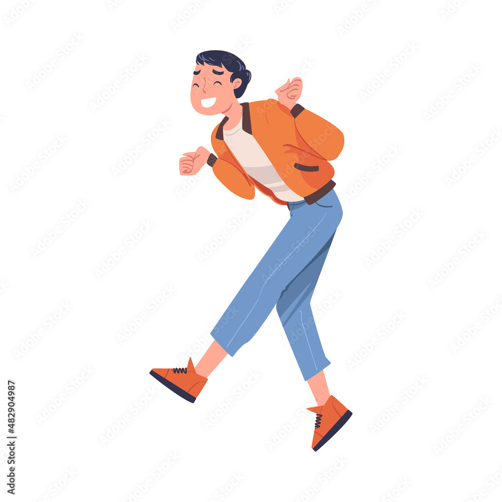 Man Dancing and Smiling with Joy Celebrating Holiday Vector Illustration