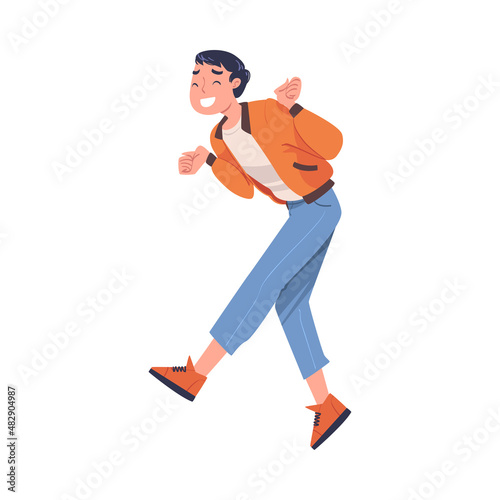 Man Dancing and Smiling with Joy Celebrating Holiday Vector Illustration