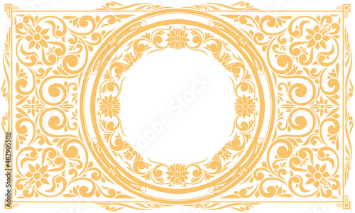 Decorative monochrome ornate retro floral blank card