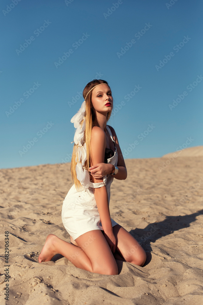 Young blonde girl on vacation