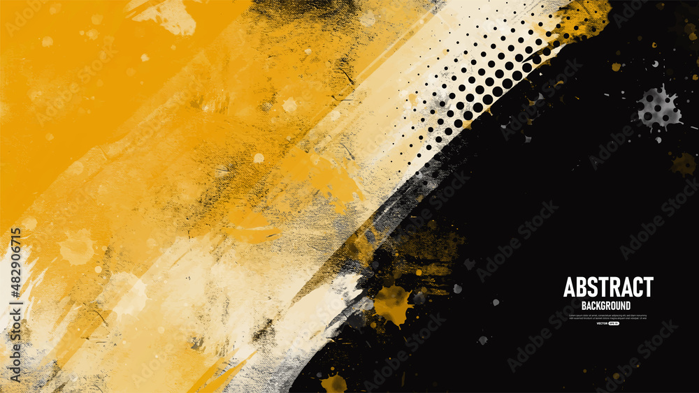 Abstract black and yellow dirty grunge texture background  - obrazy, fototapety, plakaty 