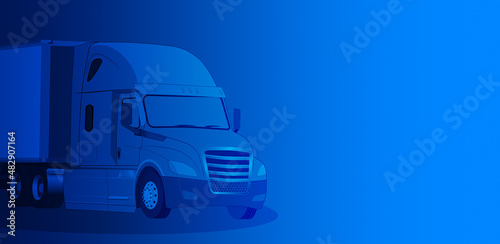 Semi truck with gradient blue background