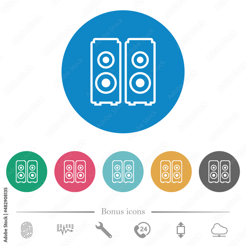 Speakers outline flat round icons Speakers outline flat round icons