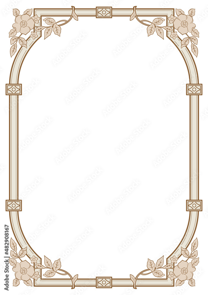 Decorative rectangular framework. Floral corners. A3, A4 proportions ...