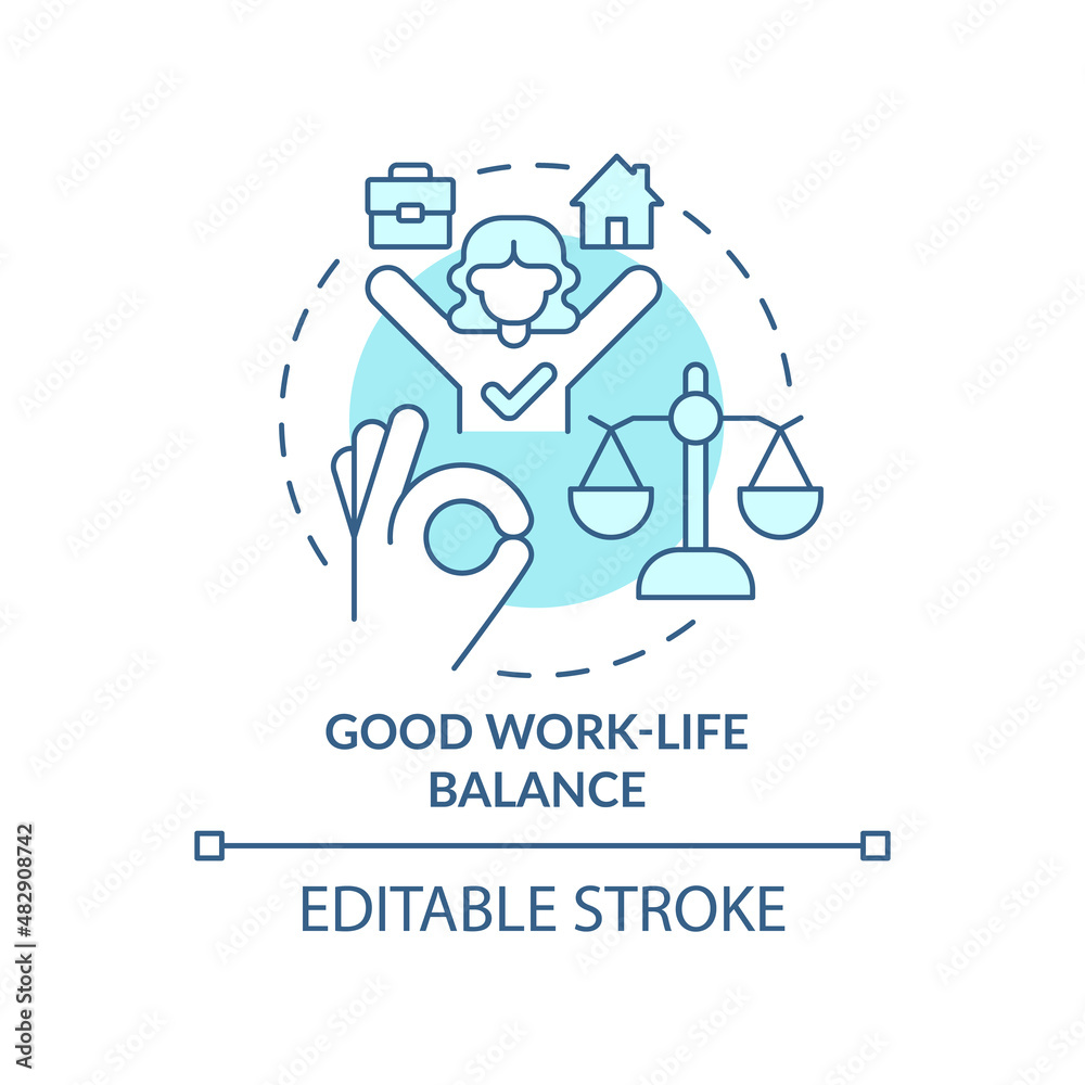 Good work-life balance turquoise concept icon. Employee burnout ...