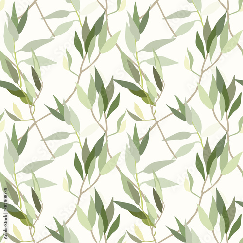 Fototapeta Naklejka Na Ścianę i Meble -  Abstract seamless pattern with leaves. Vector background for various surfaces.