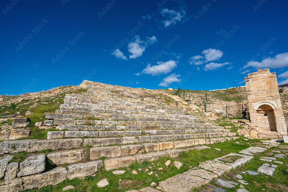 The St. Philip Martyrium stands on top of the hill outside of the city walls. It dates from the 5th century. Philip was buried in the center of the building, Hierapolis, Denizli, Turkey