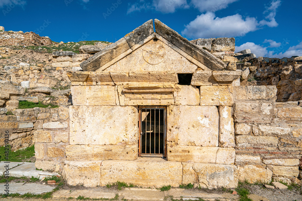 Naklejka premium The St. Philip Martyrium stands on top of the hill outside of the city walls. It dates from the 5th century. Philip was buried in the center of the building, Hierapolis, Denizli, Turkey