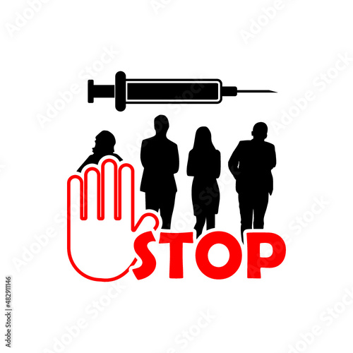 Anti vaccination, no vaccine, stop vaccination icon isolated on white background