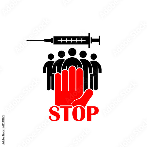 Anti vaccination, no vaccine, stop vaccination icon isolated on white background