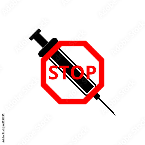 Anti vaccination, no vaccine, stop vaccination icon isolated on white background
