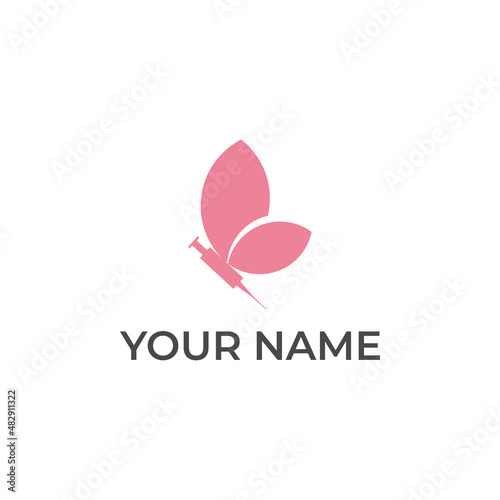 butterfly logo design, butterfly health beauty syringe illustration
