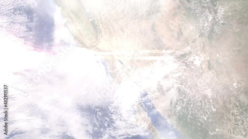 Zoom in from space and focus on Mexico, Mexicali. 3D Animation. Background for travel intro. Elements of this image furnished by NASA photo