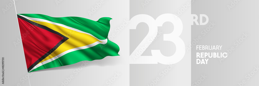 Guyana happy republic day greeting card, banner vector illustration
