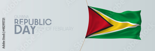 Guyana republic day vector banner, greeting card