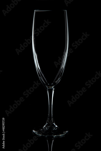Sekt Glas schwarz weiss