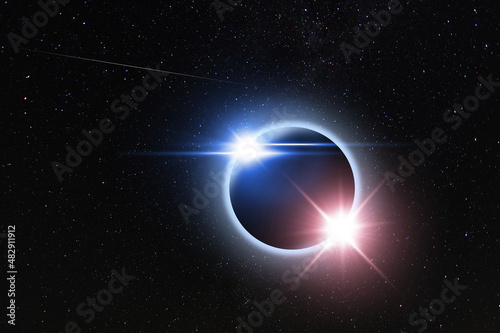 Abstract fantastic astronomical background planet and star.