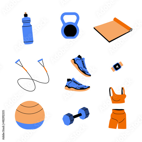 set of fitness elements vector illustration