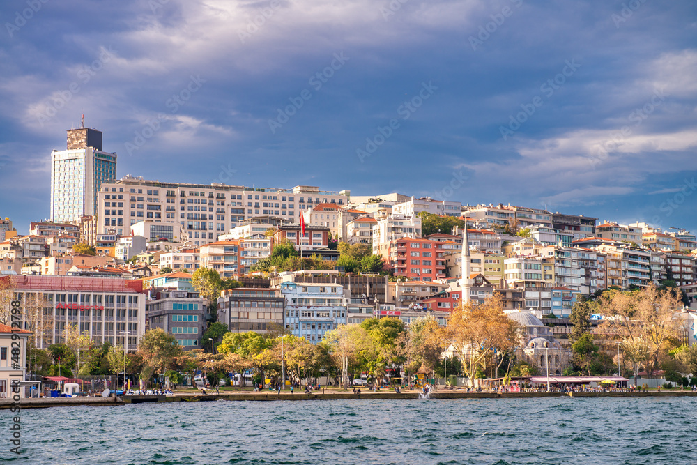 Buildings of Istanbul over the Golden Horn river, Turkey.