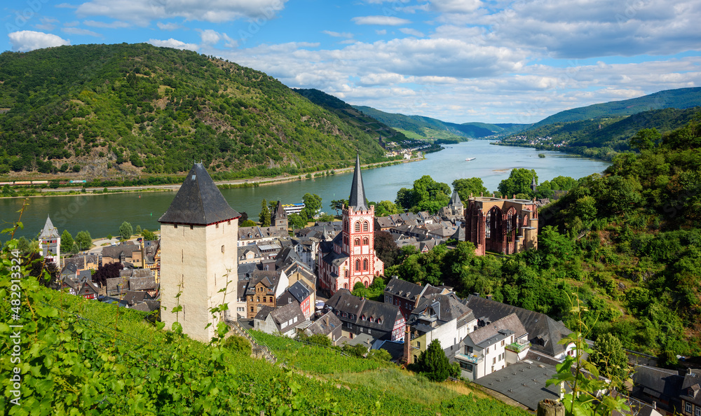Bacharach on Rhein town, Rhine river, Germany Bacharach on Rhein town, Rhine river, Germany