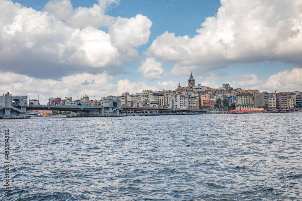 Panorama of Istanbul overlooking the Bosphorus and the Galata Tower