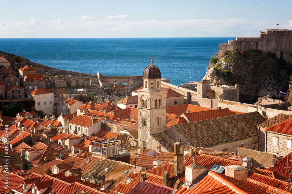 Dubrovnik, view of the old town from the fortress wall, Croatia