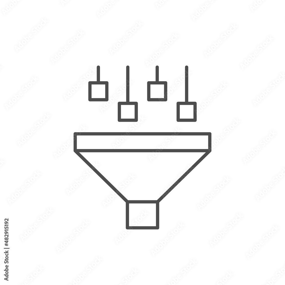 Filtration process line outline icon isolated on white Filtration process line outline icon isolated on white