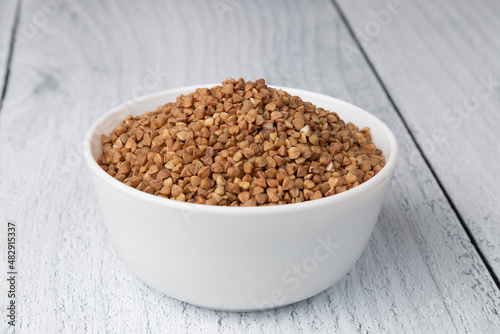 Buckwheat groats on a white background.A natural product.