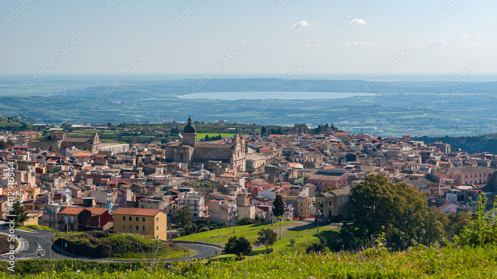 Panoramic view of Militello val di Catania, small town in eastern Sicily (Italy)