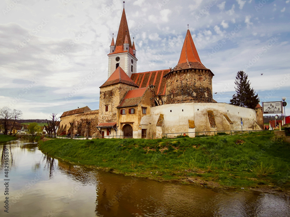 The medieval fortified lutheran church in Cristian, near Sibiu, Transylvania, Romania