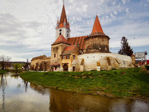The medieval fortified lutheran church in Cristian, near Sibiu, Transylvania, Romania