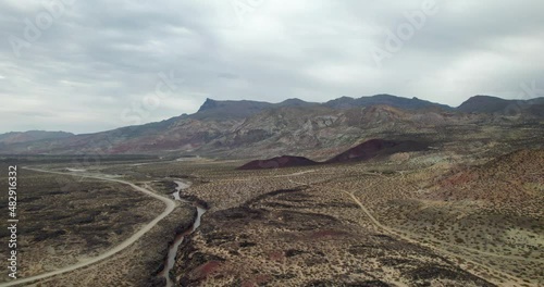 Payunia, Mendoza. Aerial View of Payunia. Cloudy day over the natural reserve located in the province of Mendoza, Argentina.