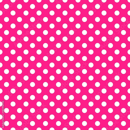 Pink and white retro Polka Dot seamless pattern. Vector background.