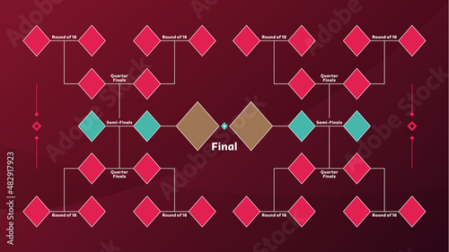 Football playoff match schedule. Tournament bracket. Football results table, participating to the final championship knockout. vector illustration qatar world, cup, 2022
