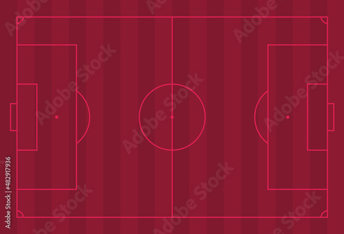 Red burgundy grass field background. Vector Football - Empty Soccer Field. Stock vector illustration qatar  cup, 2022 © lunarts_studio