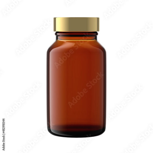 Pill Jar Amber Bottle Medical Container Pharmacy Isolated