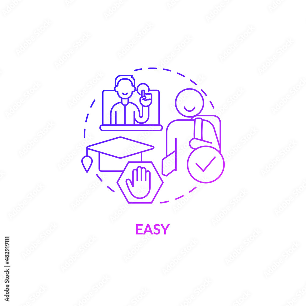 Easy purple gradient concept icon. No education required for professional project. Web 3 0 abstract idea thin line illustration. Isolated outline drawing. Myriad Pro-Bold fonts used Easy purple gradient concept icon. No education required for professional project. Web 3 0 abstract idea thin line illustration. Isolated outline drawing. Myriad Pro-Bold fonts used