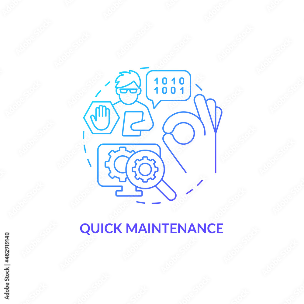 Quick maintenance blue gradient concept icon. Easy serviging for application. Online technology. Web 3 0 abstract idea thin line illustration. Isolated outline drawing. Myriad Pro-Bold fonts used Quick maintenance blue gradient concept icon. Easy serviging for application. Online technology. Web 3 0 abstract idea thin line illustration. Isolated outline drawing. Myriad Pro-Bold fonts used
