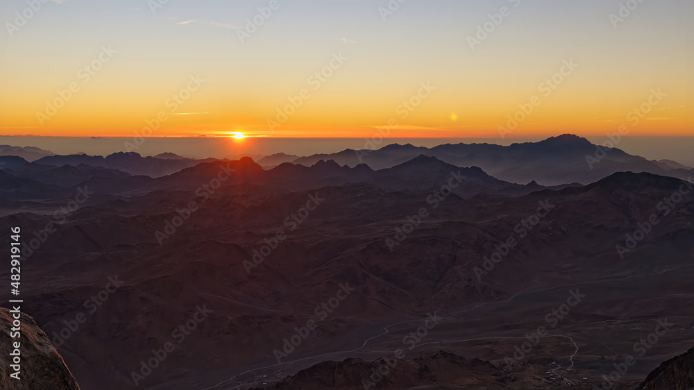 Serene view of the sunrise on Mount Sinai, Egypt
