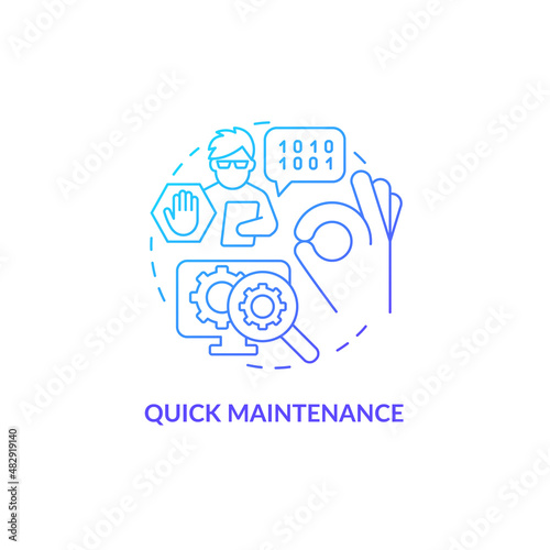 Quick maintenance blue gradient concept icon. Easy serviging for application. Online technology. Web 3 0 abstract idea thin line illustration. Isolated outline drawing. Myriad Pro-Bold fonts used