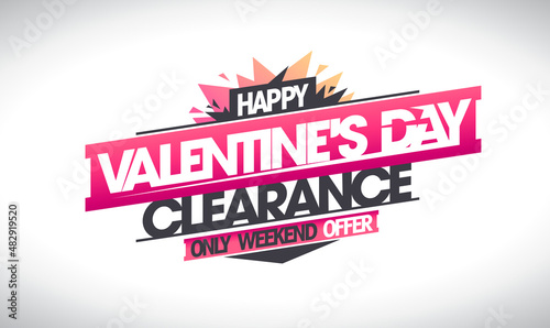 Valentine s day clearance  holiday offer sale vector web banner or flyer