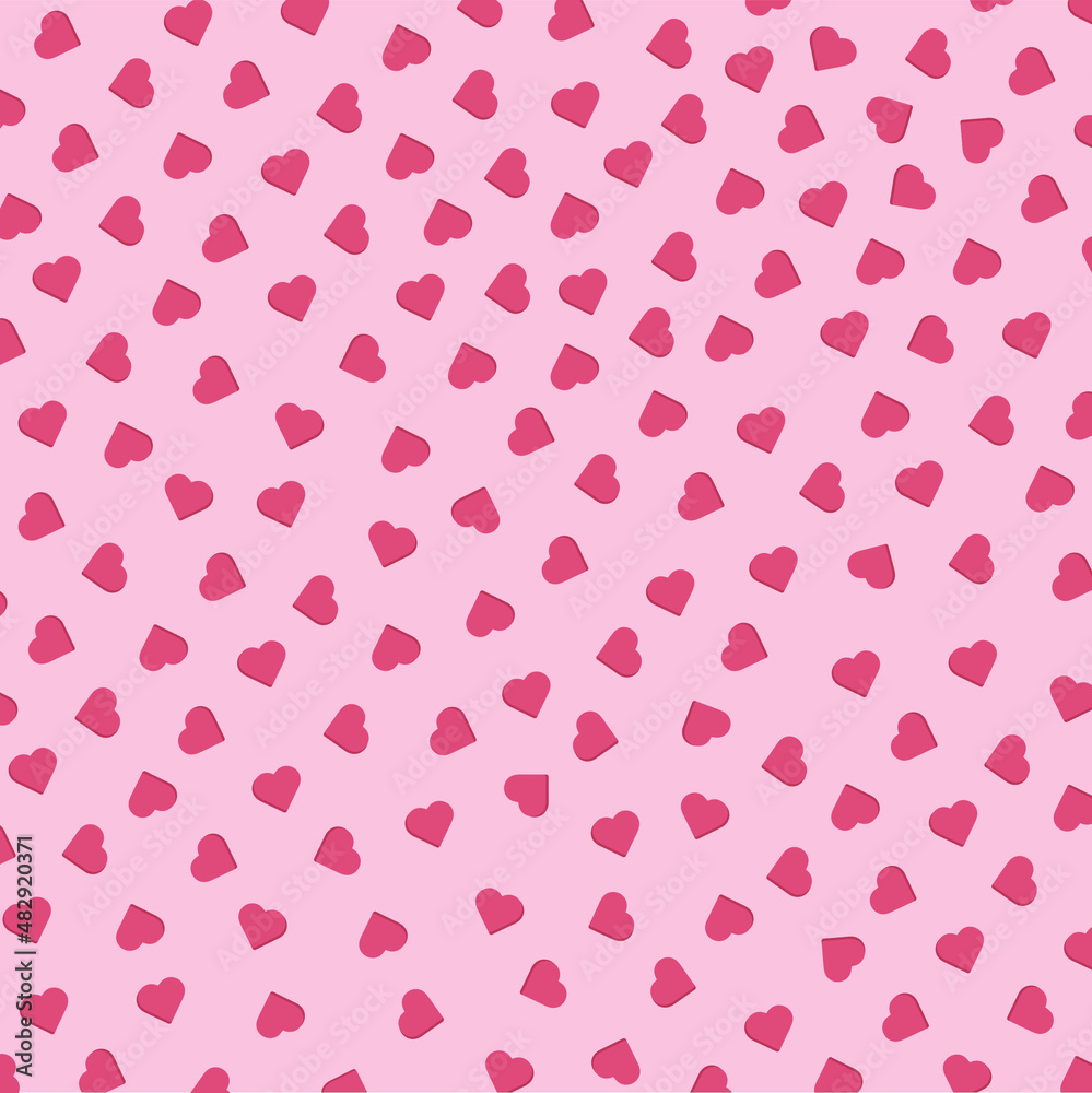Seamless pattern of cute pink hearts. 