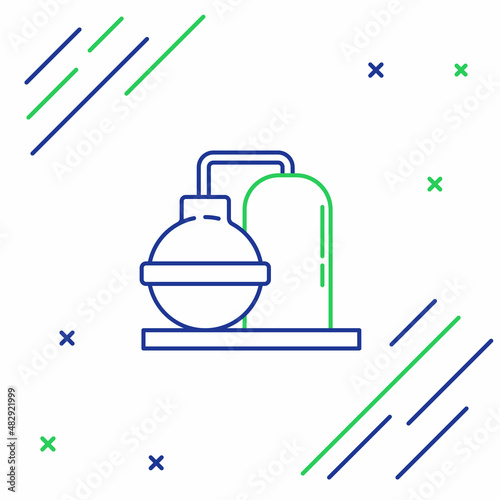 Line Oil and gas industrial factory building icon isolated on white background. Colorful outline concept. Vector