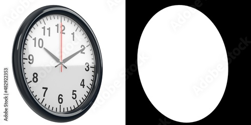 3D rendering illustration of an office wall clock