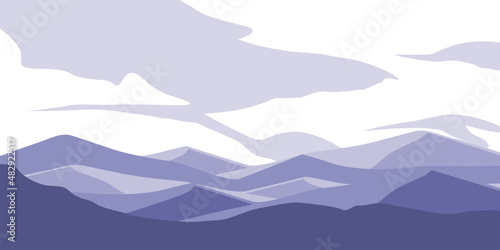 Hills illustration, in colors this year 2022, Very Peri Color. Vector Illustration Background. SVG