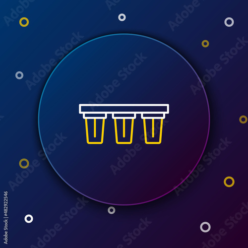 Line Water filter icon isolated on blue background. System for filtration of water. Reverse osmosis system. Colorful outline concept. Vector