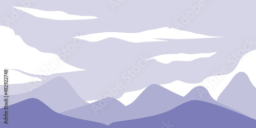 Hills illustration, in colors this year 2022, Very Peri Color. Vector Illustration Background. SVG