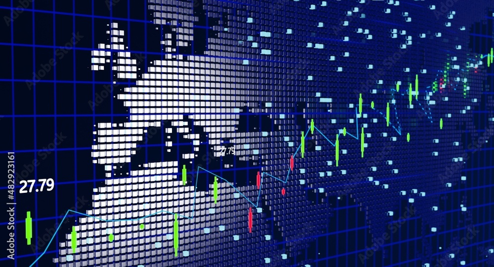Fototapeta premium Stock market Trading Graph Concept Financial Statistics on screen, share pricing, online trading.