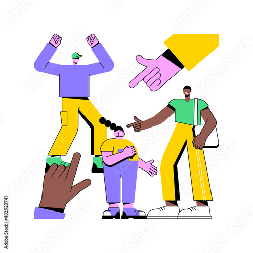 Youth violence abstract concept vector illustration. Gang violence, physical force, youth bullying, child abuse, cheering filming, school fight, teenager attack abstract metaphor.